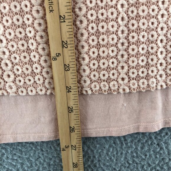 Calvin Klein Top Women Medium Pink Sleeveless 1/2 Zip Eyelet Lace Stretch Casual - Picture 9 of 10